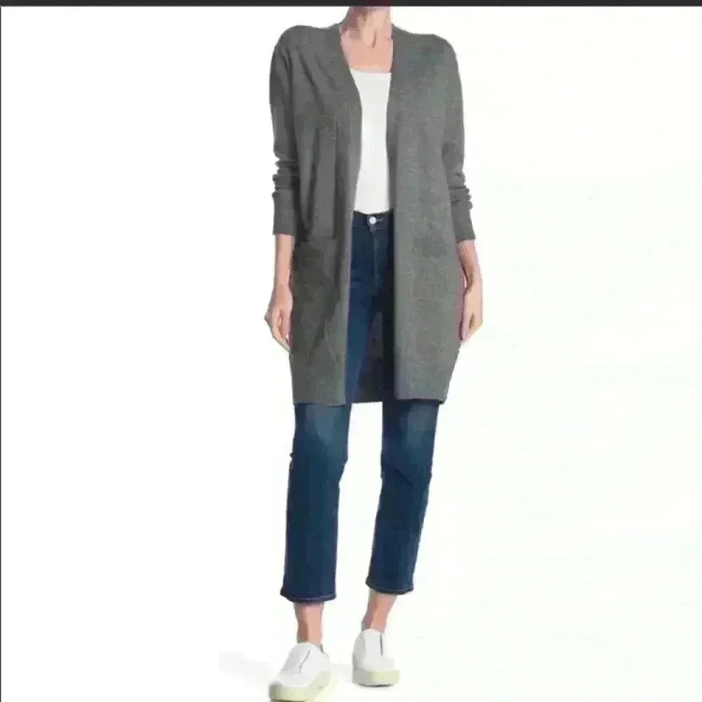 Sweet Romeo Charcoal Simple Open Front Cardigan